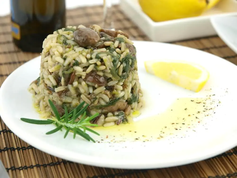 Risotto Vegan Aux épinards Et Champignons